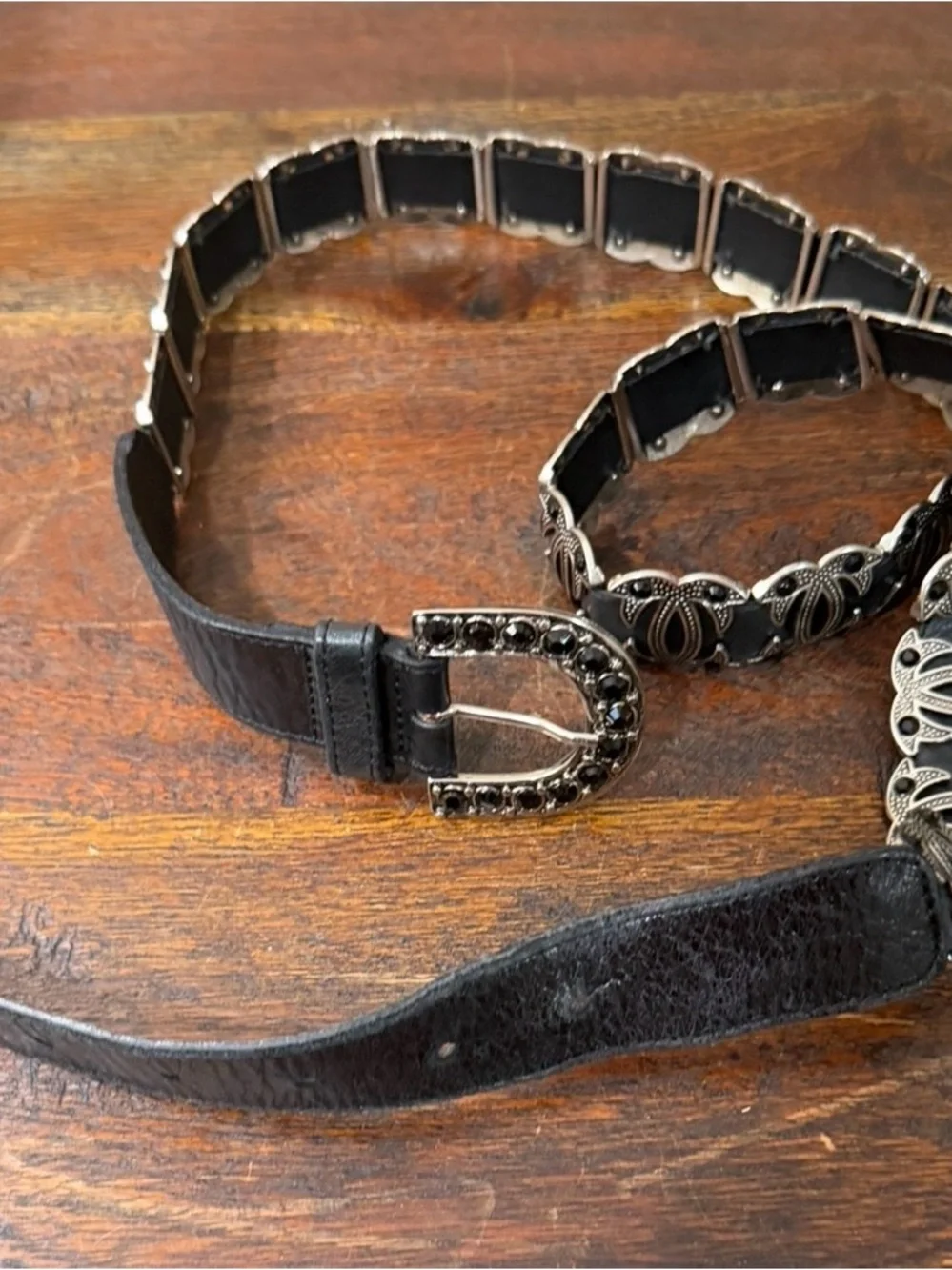 Guido Angeloni black Concho Belt L made in Italy